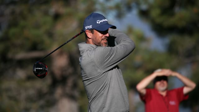 Jets' QB Aaron Rodgers at the 2023 ACC in Lake Tahoe